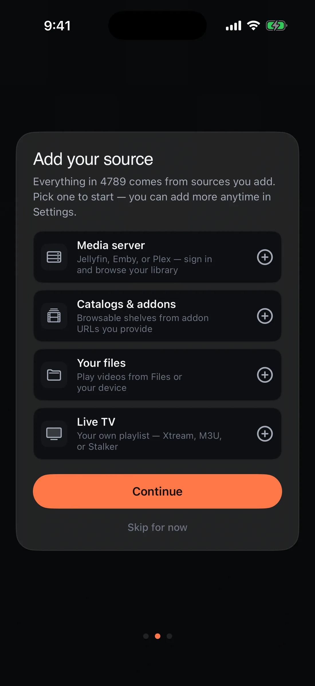 Add your source screen