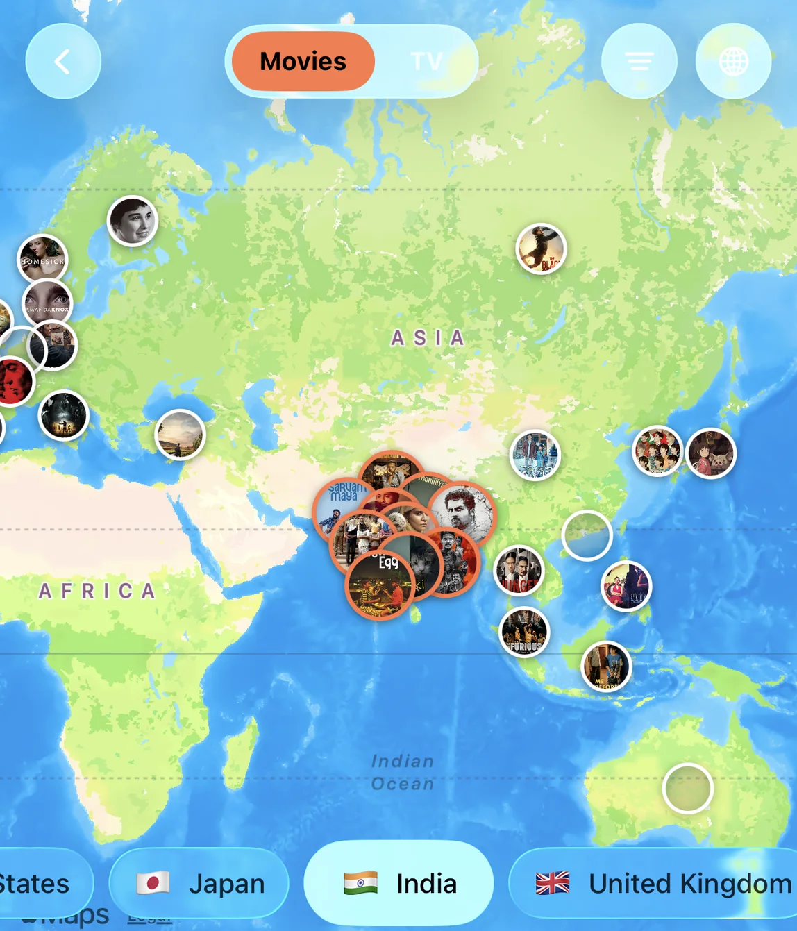 4789 World map with poster pins over countries