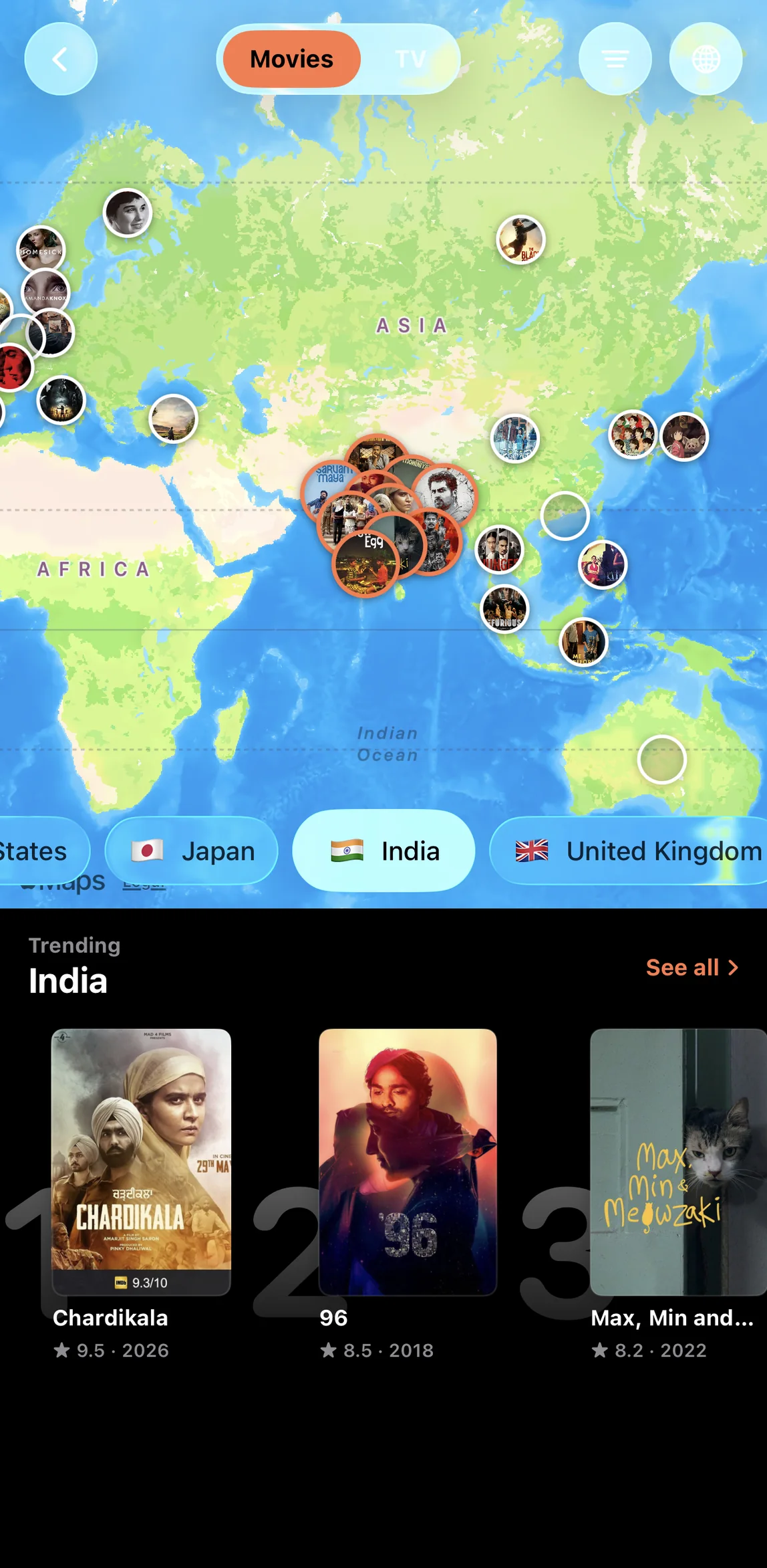 World map with poster pins