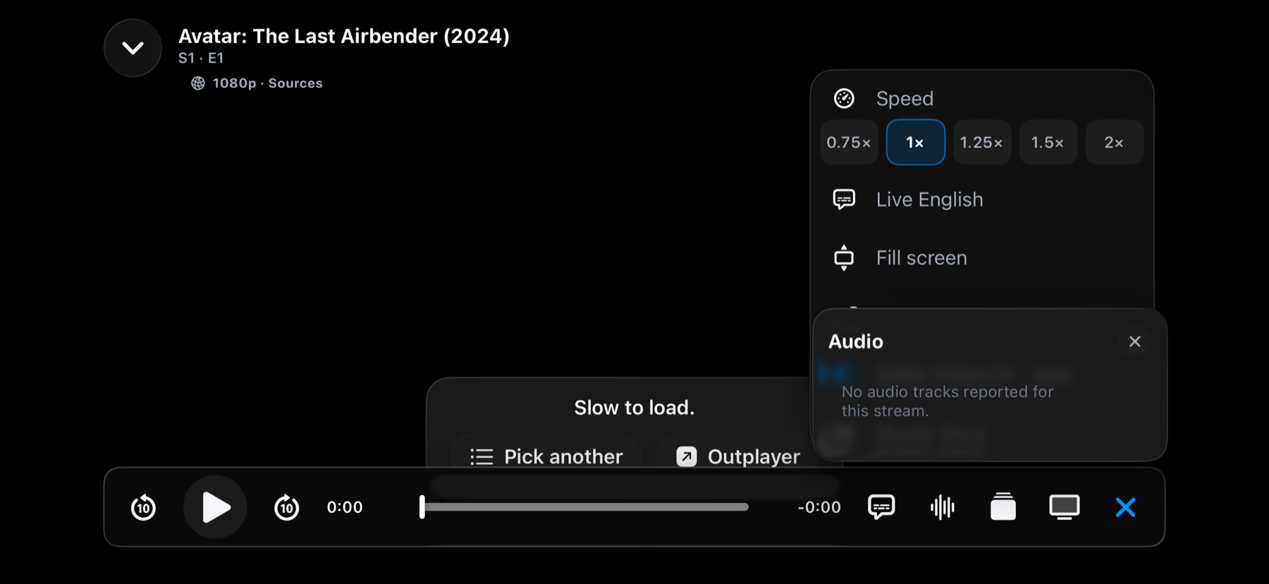Audio track choices in the 4789 iPhone player